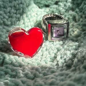 Red Heart ring and Silver watch ring ✨